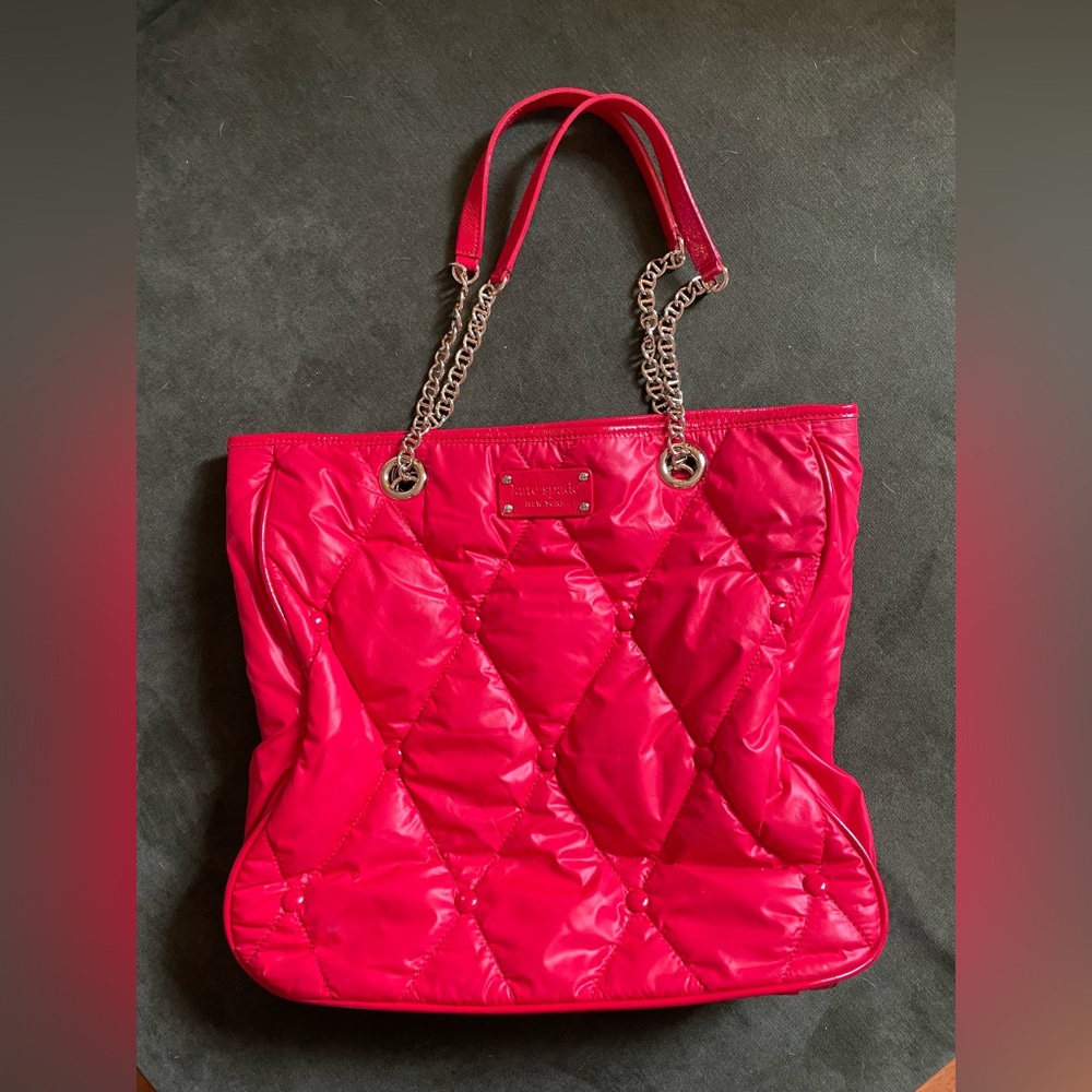 Kate Spade New York Tote Bag Red Puffer Nylon Quilted